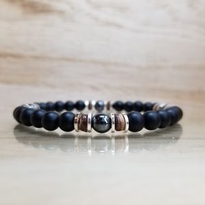 Hematite & Black Onyx Beaded Gemstone Bracelet